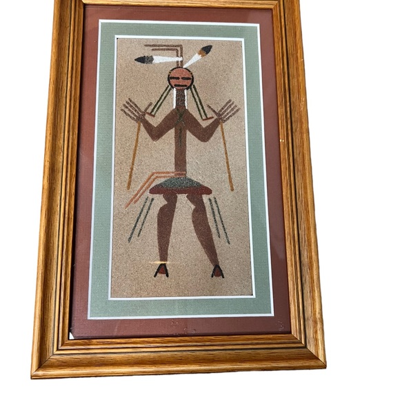 Sand Art Native American Indian Navajo Painting Framed Pair / Lot - Picture 5 of 11